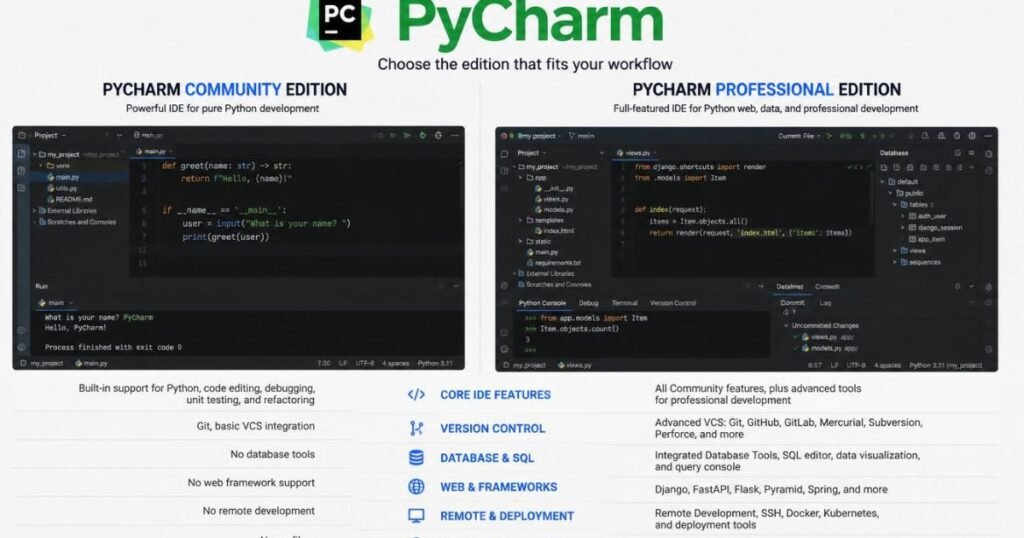 pycharm community vs pro