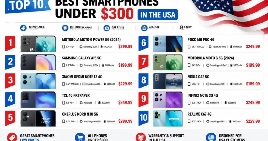 Best Smartphones Under $300 USA