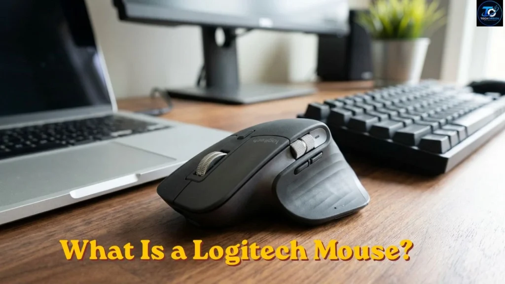 Close-up of a Logitech mouse showing its design, buttons, and smooth tracking for everyday computer use