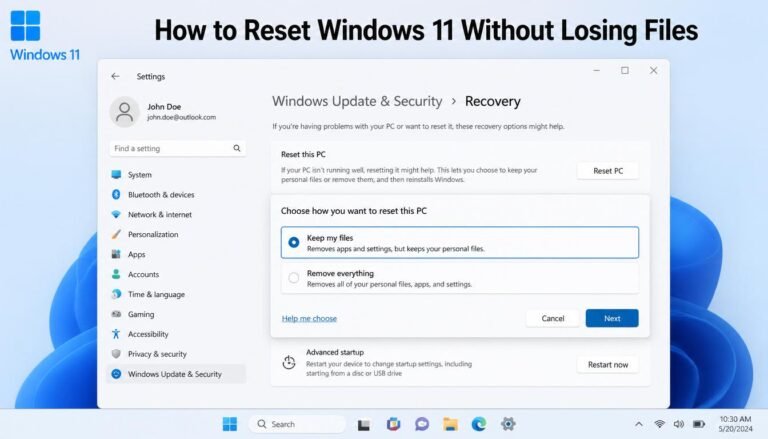 How to Reset Windows 11 Without Losing Files (Step-by-Step Guide) How to Reset Windows 11 Without Losing Files
