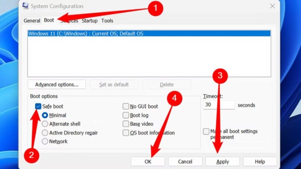 Windows Safe Mode Settings MSConfig