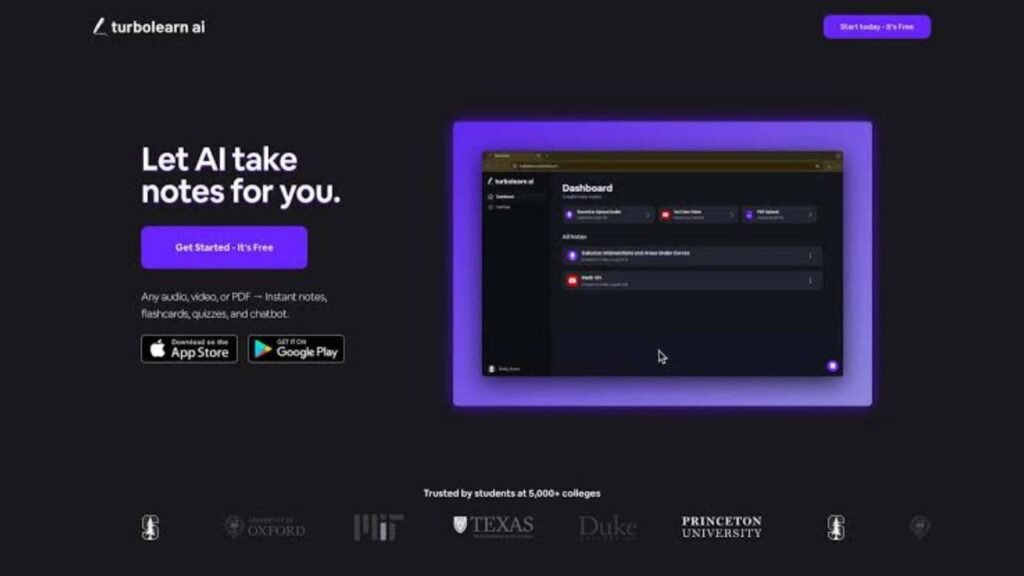 StudyFetch AI features including notes quizzes and flashcards