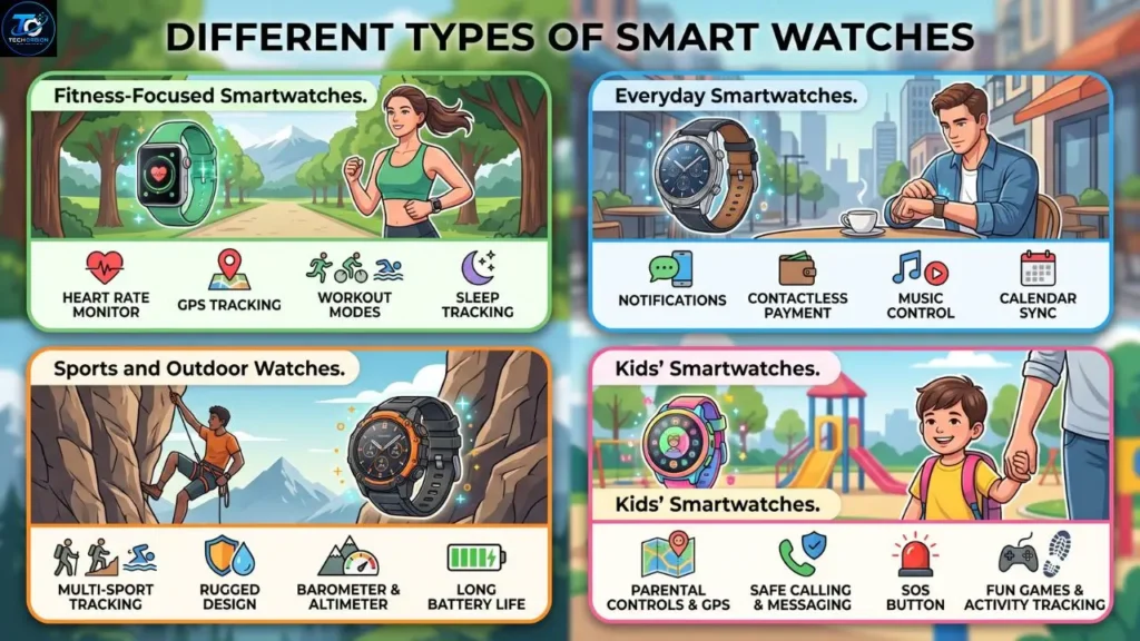 Different types of smart watches and their features