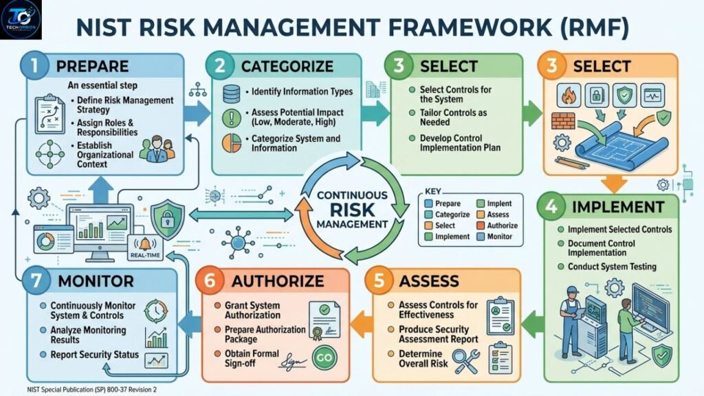 NIST Risk Management Framework (RMF) cybersecurity lifecycle overview