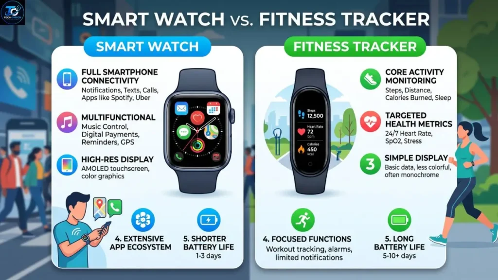 Smart watch vs fitness tracker comparison and features
