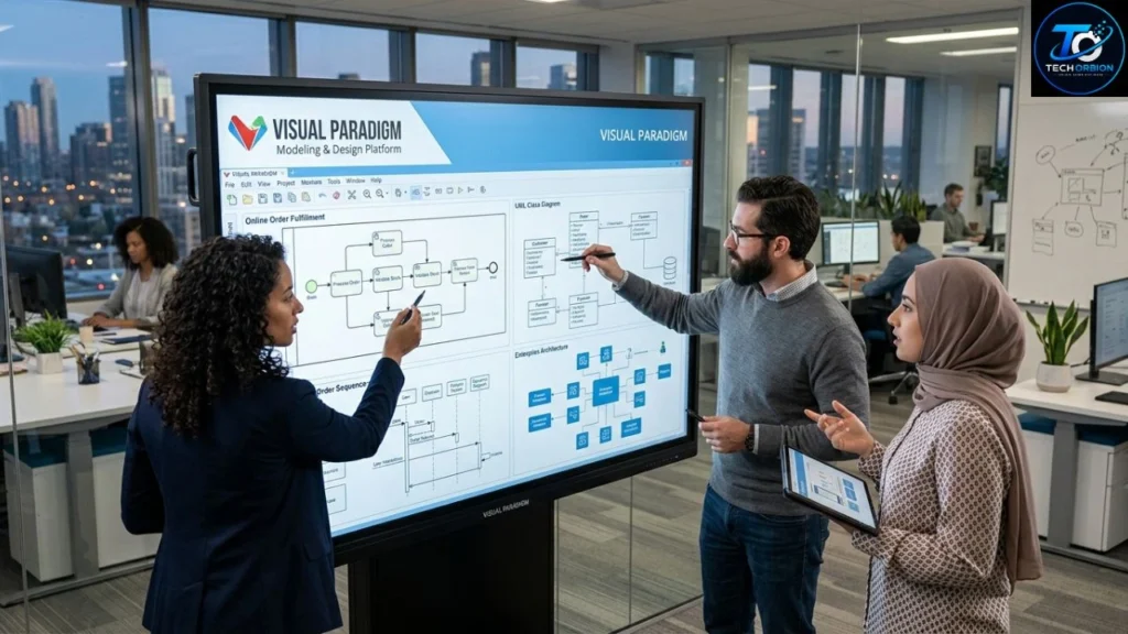 Visual Paradigm software interface for creating UML diagrams and visual models