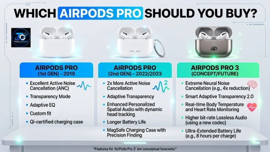 Which AirPods Pro Should You Buy? Compare Features, Sound Quality, and Battery Life © TechOrbion.com