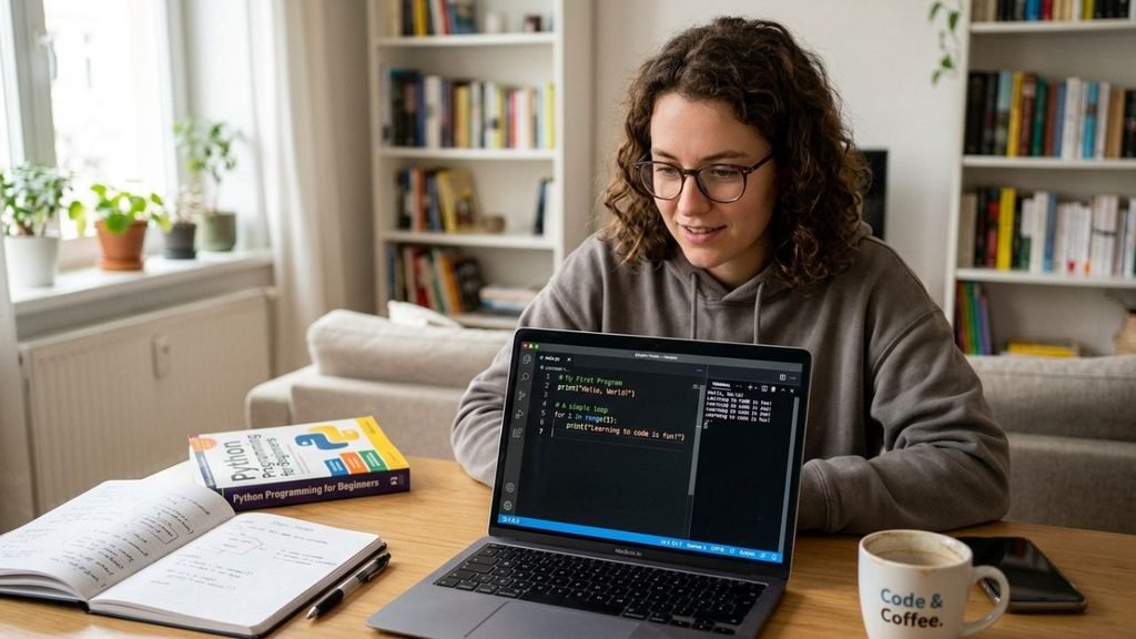 Programming for beginners showing what to learn first when starting to code I AI Generated