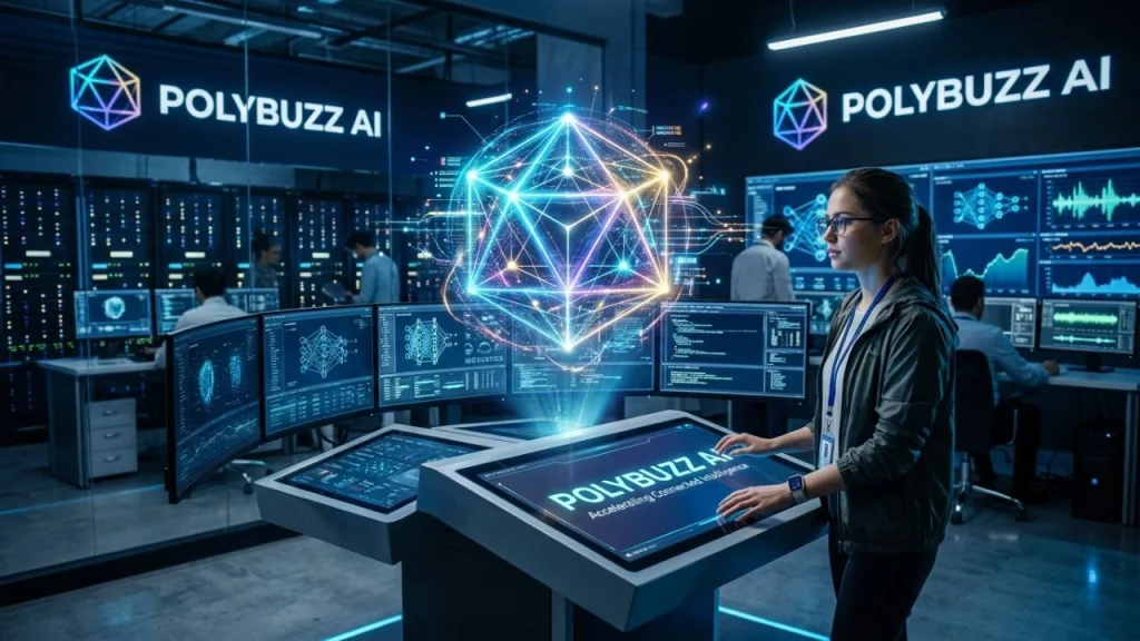 What features does PolyBuzz AI offer – AI character chat and virtual conversations © TechOrbion.com I AI Generated