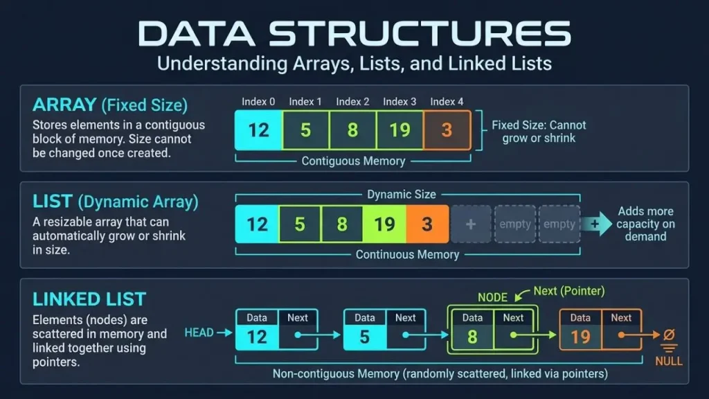 Arrays, lists, and linked lists in data structures I AI Ge