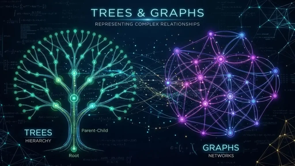 Trees and graphs representing complex relationships in data structures I AI Generated